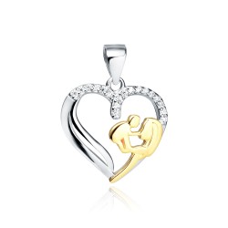 Pandantiv argint inima placat partial cu aur galben Mama si copil DiAmanti Z1899CGR_W-DIA  (Argint 925‰ 1,4 g.)